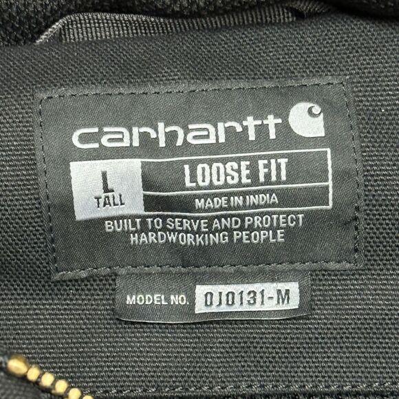 Carhartt Loose Fit Jacket Black Mens L Tall Firm Duck Thermal Lined OJ0131-M - Picture 7 of 11